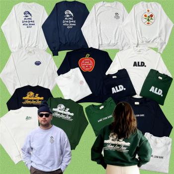 Aime ALD圓領衛衣正確版經典款印花Ins小眾潮牌跨境美式復古上衣