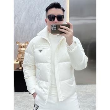 男士潮牌羽絨服2024冬季新款歐貨時尚修身帥氣加厚冬裝白鴨絨外套