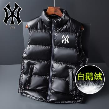 馬甲羽絨服男鵝絨背心輕薄高階外穿坎肩2024新款品牌秋冬大碼馬夾