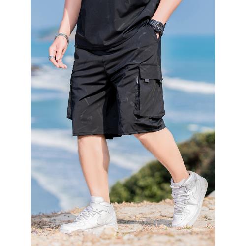 冰絲工裝褲短褲男大碼男裝夏季運動五分薄款胖子加肥加大寬松肥佬