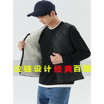 羽絨棉馬甲保暖背心內穿青少年薄款修身加絨加厚短款秋季拉鏈坎肩