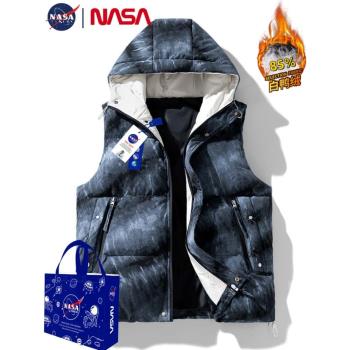 NASA羽絨服馬甲男裝秋冬胖子加肥加大碼外套立領坎肩馬夾背心情侶