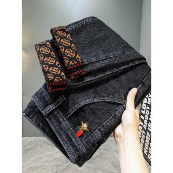 一辰先生高階刺繡牛仔褲男2025新款秋冬季彈力修身小腳褲長褲春秋