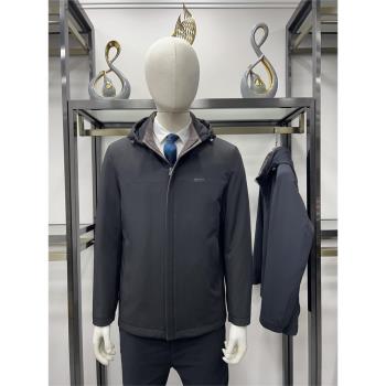 鴨絨服品牌冬季男士可脫卸帽短款拉鏈輕便保暖羽絨服休閑外套非賢