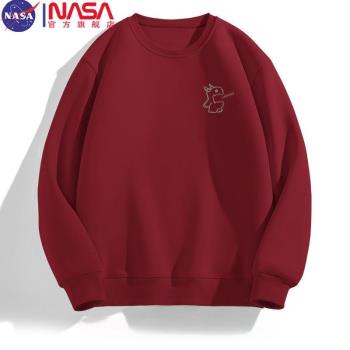NASA聯名加絨衛衣男冬季2025年新款加厚保暖上衣男士加厚外套