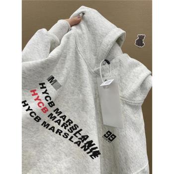 重磅純棉美式潮牌字母連帽衛衣男2025新款設計感小眾oversize外套