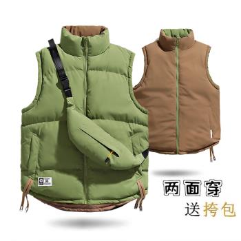 品牌特賣秋冬新款兩面穿馬甲青年時尚百搭坎肩寬松羽絨棉馬甲外套