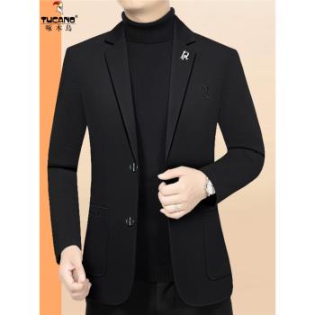啄木鳥2025年西服外套男士春秋季薄款中青年商務休閑小西裝男上衣