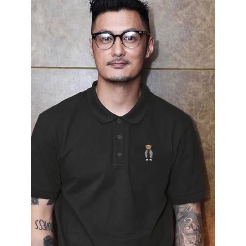 倉石一樹夏季寬松襯衫衣領短袖T恤高端黑色休閑運動美式polo衫男