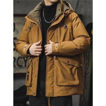 中長款派克復古休閑連帽羽絨服