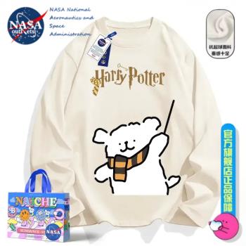 NASA聯名日系可愛卡通長袖t恤男女純棉秋季百搭情侶寬松打底上衣