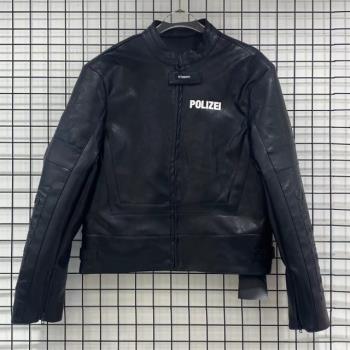 原創polizei機車字母印花皮夾克