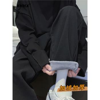 秋冬加絨加厚保暖復古休閑牛仔褲