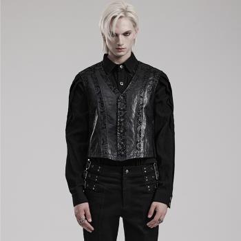 ╋魔嘆╋ PUNKRAVE復古哥特GOTHIC麂皮絨拼接壓花男士馬甲 WY1543