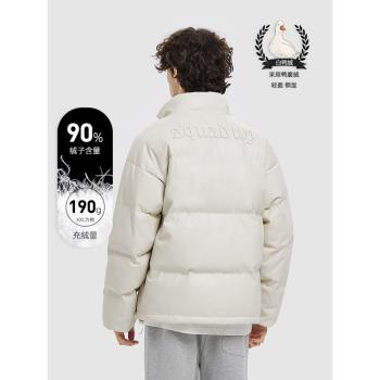 BTW基礎款90絨羽絨服冬季PU皮美式加厚保暖潮牌情侶麵包服外套