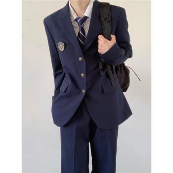 木村叔dk日系制服紺色西裝外套男士jk女大學生正裝西服西褲子套裝