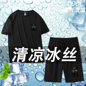 加肥加大短袖t恤男夏季男士跑步健身體恤冰絲速乾衣男款運動上衣
