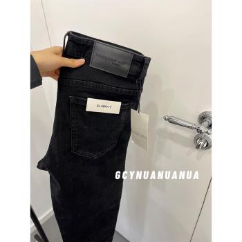 【GCYNUANUANUA】高階/痞帥/潮流/修身/小腳/男士/黑色九分牛仔褲