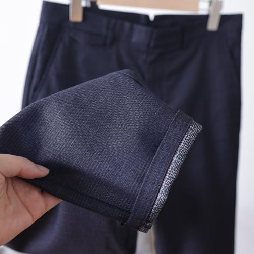 綾Z公司貨~加厚格子男士秋冬時尚商務通勤休閑褲修身百搭格紋長褲