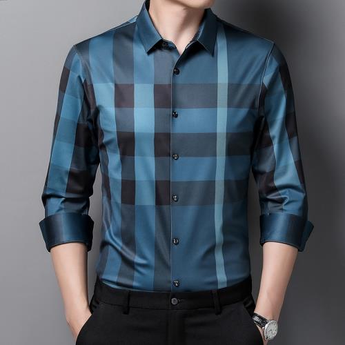 2022 New Fashion Trend Men's Long Sleeve Plaid Shirt格紋襯衫