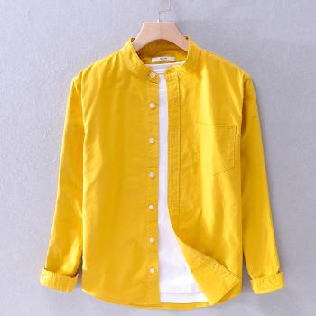 Oxford spun long-sleeved mens shirts 日系牛津紡長袖立領襯衫