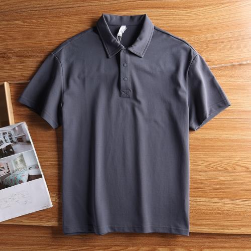 外貿短袖男polo衫夏純棉翻領半袖彈力商務休閑珠地棉純色有領t恤