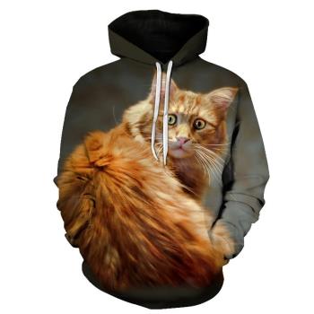 3D Digital Printing Sweatshirt Hoodie時尚貓咪印花衛衣 連帽衫
