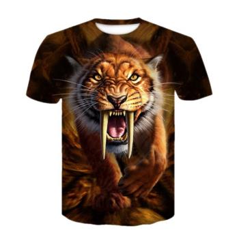 Saber Tooth Tiger 3D Print Mens T-Shirt劍 齒虎3D印花男士T恤