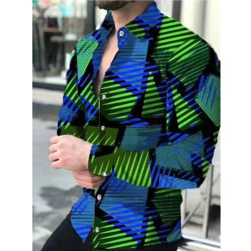 Men's Gradient Print Long Sleeve Shirt 男士漸變印花長袖 襯衫