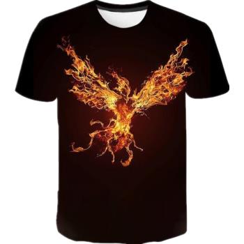 Flame Phoenix 3D Print Mens T-Shirt火 焰鳳凰3D印花男士T恤夏