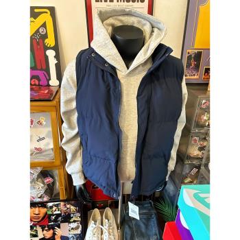 藏藍色羽絨馬甲棉服男款冬季疊穿無袖外穿背心外套青少年坎肩馬夾