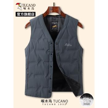 啄木鳥冬季新款羽絨服馬甲男中老年保暖內膽背心爸爸裝坎肩外套C