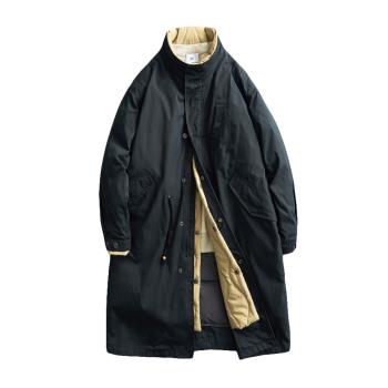MUSONMU羽絨服男冬季加厚中長款日系假兩件保暖大衣工裝防寒外套
