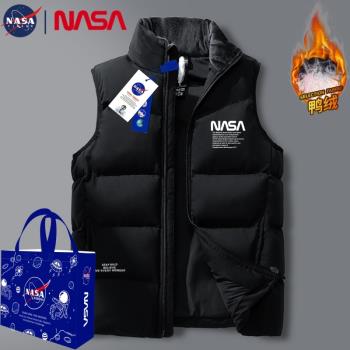 NASA羽絨馬甲男士秋冬季新款大碼外穿情侶砍肩加厚保暖馬夾外套女