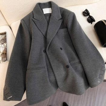 大碼300斤加厚保暖高階感休閑西服男女裝秋冬季復古寬松西裝外套2