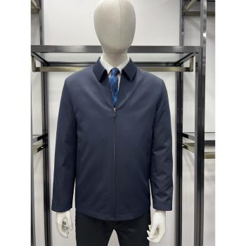 可脫卸鵝絨內膽23年冬季商務休閑經典翻領羽絨服藍色百搭外套非賢