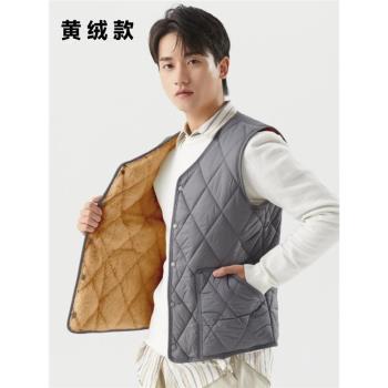 馬甲保暖背心男士v領內膽加厚羽絨棉青年加絨馬夾中老棉坎肩秋冬