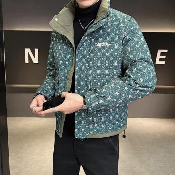 羽絨服男立領冬季2024新款潮牌加厚保暖工裝時尚鴨絨短款防寒外套