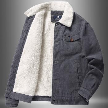 2025新款品質好貨！羊羔毛翻領甲板服外套加絨加厚保暖休閑棉衣