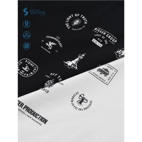 BTB  280G重磅索羅娜sorona涼感圖標印花寬松圓領短袖T恤