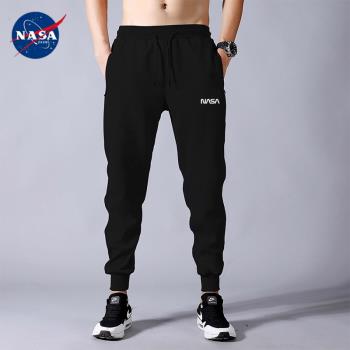 NASA聯名純棉運動長褲男束腳寬松休閑小腳大碼加絨衛褲潮牌春夏款