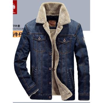 戰地蘇羅秋冬季牛仔外套青年寬松夾克男裝上衣加絨羊羔絨韓版大碼