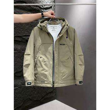 二棉外套男士沖鋒衣連帽棉服男款冬季防寒保暖痞帥工裝夾克男夾棉