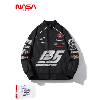 NASA秋冬棉衣潮牌刺繡加厚外套新款棒球服男女機車飛行員夾克情侶