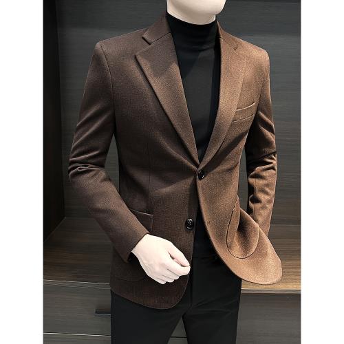 毛呢男士西裝外套秋冬2025新款男裝商務高端冬季加厚休閑西服男款