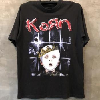 Korn科恩樂隊美式ins超火復古vintage搖滾T恤男女oversize短袖