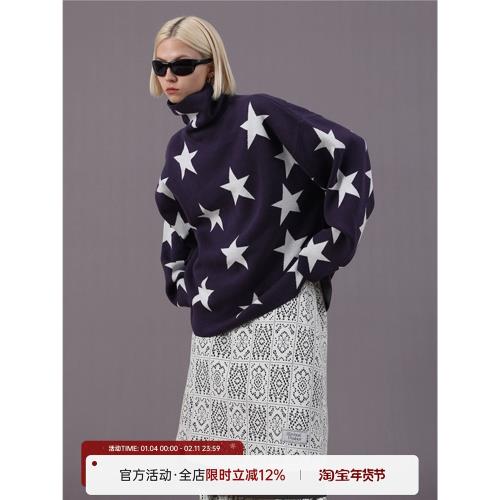 MIICHOUS（米丘寺） 拉普蘭蒼穹星辰 極光繁星提花高領針織毛衣