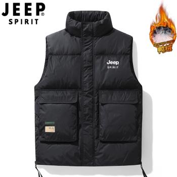 JEEP美式工裝機能羽絨馬甲男秋冬季輕薄無袖坎肩背心保暖大碼外套