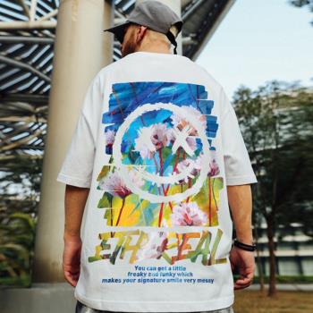 小惡魔潮牌油畫大碼中國風短袖
