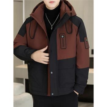 冬季新款男沖鋒衣羽絨服90絨潮牌連帽冬季加厚工裝保暖白鴨絨外套